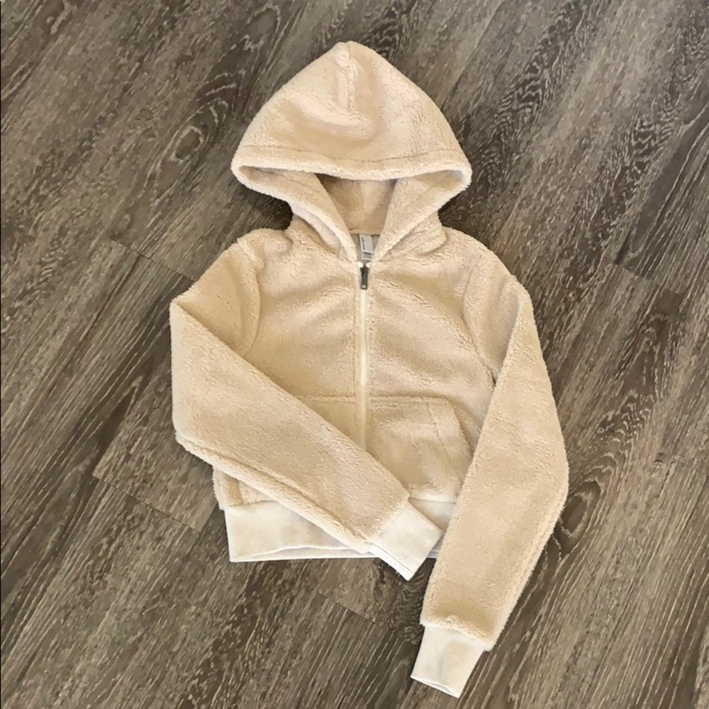 American Apparel Teddy Crop Zip Up Hoodie.